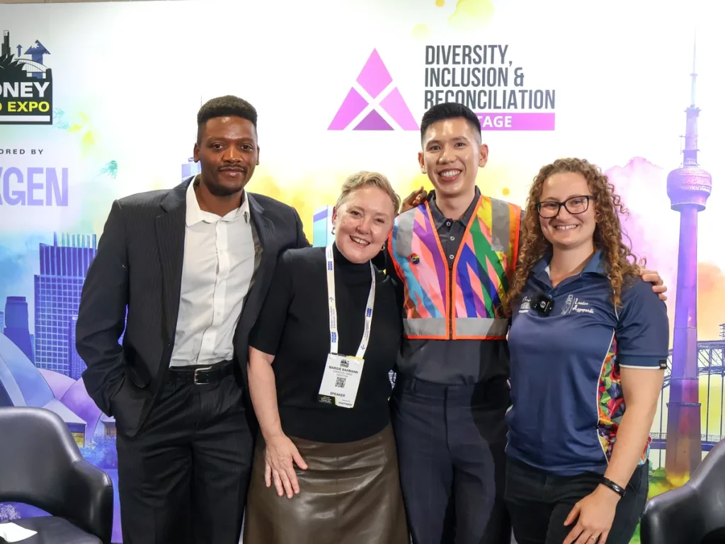 Louise Azzopardi with three other panellists at the Sydney Build Expo Diversity, Inclusion and Reconciliation stage